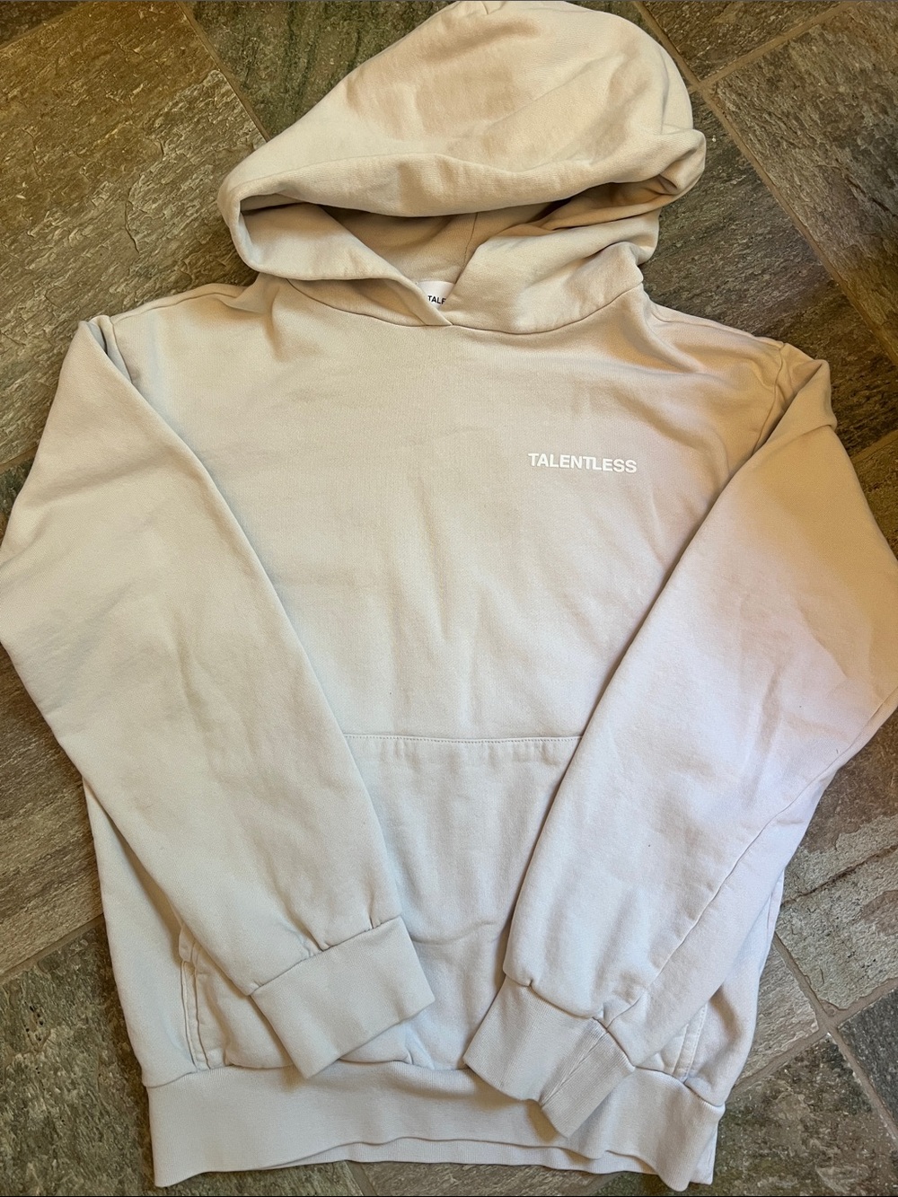 TALENTLESS Cream Pullover Hoodie with Chest Logo